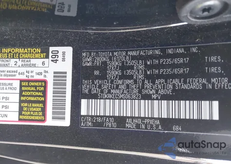 2021 Toyota Sienna Le from USA, damaged, VIN 5TDKRKEC5MS063823
